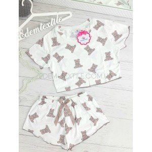 Милая пижама Топ и Шорты Мишки Тедди 231 Белый, XL Милая пижама Топ и Шорты Мишки Тедди 231 Белый, XL