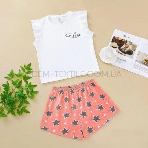 Пижама Saimeiqi женская с шортами Звезды 6094 Персиковый, 2XL Пижама Saimeiqi женская с шортами Звезды 6094 Персиковый, 2XL