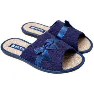 Тапочки женские с атласным бантиком 88-34 Синий, 41