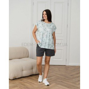 Комплект футболка и шорты вискоза Веточки 39035 Ментоловый, 3XL