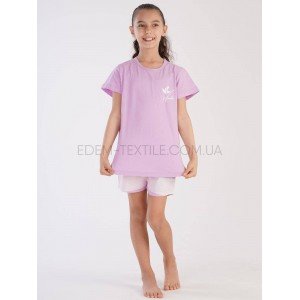 Пижама хлопковая с шортами для девочки 1494 Сиреневый, Рост 164 (15-16 лет) Пижама хлопковая с шортами для девочки 1494 Сиреневый, Рост 164 (15-16 лет)