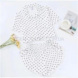 Муслиновая Женская Пижама на пуговицах Сердечки 167 Молочный, L Муслиновая Женская Пижама на пуговицах Сердечки 167 Молочный, L