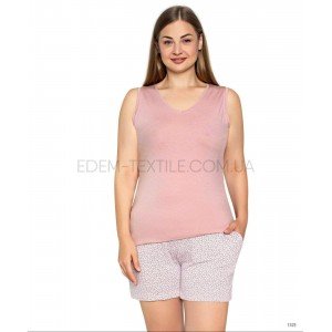 Пижама Батал Шорты с карманами и Майка 17271 Персиковый, 3XL Пижама Батал Шорты с карманами и Майка 17271 Персиковый, 3XL