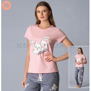 Піжама футболка и штаны Hello Rubina 5783 Розовый, XL Піжама футболка и штаны Hello Rubina 5783 Розовый, XL