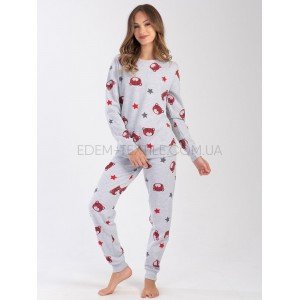 Женская трикотажная пижама на байке Мишки 7054 Серый, M