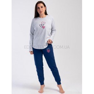 Пижама трикотаж на байке Батал Сердечки 403030 Серый, 4XL Пижама трикотаж на байке Батал Сердечки 403030 Серый, 4XL