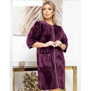 Халат для женщин велюровый с молнией 170477 марсала, L