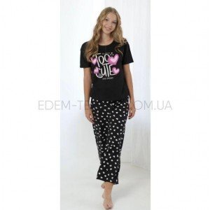 Пижама для девушек Футболка Штаны Too Cute 19034 Черный, XL