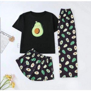 Пижама Авокадо Футболка Штаны и Шорты 6112 Черный, L Пижама Авокадо Футболка Штаны и Шорты 6112 Черный, L