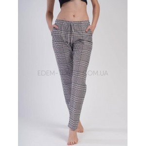 Хлопковые женские брюки в клетку 4808 Vienetta Бежевый, XL