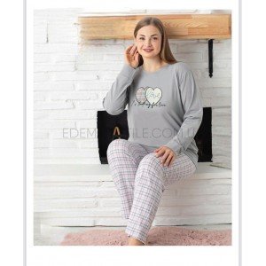 Пижама Штаны в клетку и Лонгслив Love 68186 Серый, 3XL
