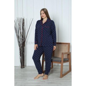 Пижама с рубашкой на пуговицах Батал 30076 Темно-синий, 5XL