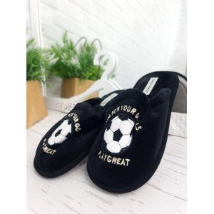 Подростковые тапочки для мальчика Футбол 9808 Черный, 41