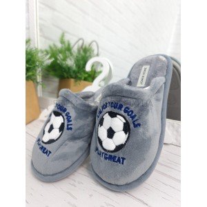 Тапочки для мальчика подростка Футбол 9808 Серый, 40