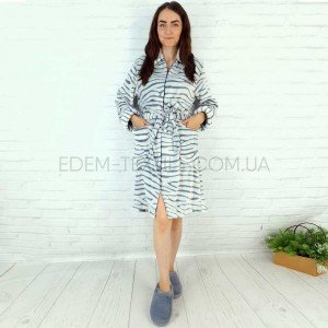 Короткий теплый халат на молнии Шиншилла Серый, 2XL Короткий теплый халат на молнии Шиншилла Серый, 2XL