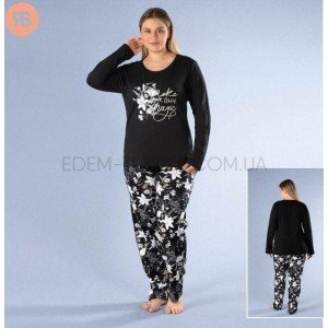 Батальная женская пижама Кофта и Брюки 6315 Черный, 3XL