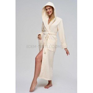 Махровый Женский халат с капюшоном Nusa 3879 Кремовый, 2XL