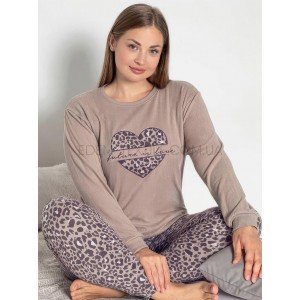 Піжама кашемір Леопардовый принт Батал 4418 Кофейный, 4XL Піжама кашемір Леопардовый принт Батал 4418 Кофейный, 4XL
