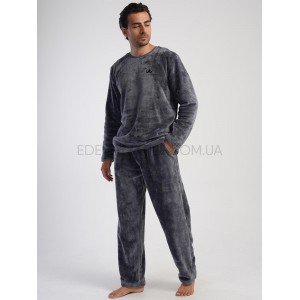 Теплый домашний комплект из велсофта Vienetta 403157 Графитовый, 2XL Теплый домашний комплект из велсофта Vienetta 403157 Графитовый, 2XL