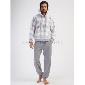 Флисовый мужской костюм с капюшоном Vienetta 0299 Серый, L