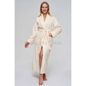 Халат женский банный длинный Шаль Nusa 3883 Кремовый, M
