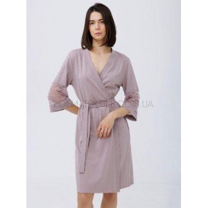 Изысканный халат на запах с кружевом 1763 Розовый, 2XL Изысканный халат на запах с кружевом 1763 Розовый, 2XL