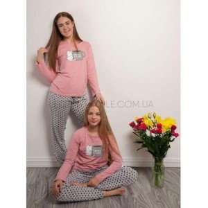Молодежная женская пижама Coffee & Cats 96751 Розовый, M Молодежная женская пижама Coffee & Cats 96751 Розовый, M