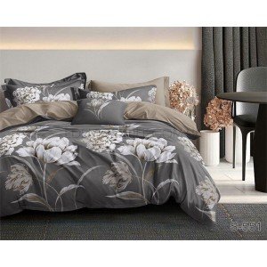 Постельное белье сатин с принтом Цветы S551 , Двуспальный