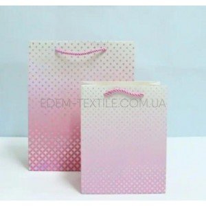 Пакет подарочный Звезды с голограммой на розовом , 26x32x12