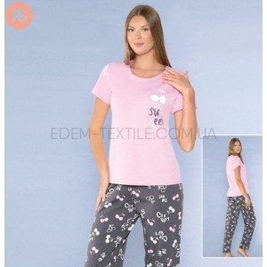 Піжама футболка и штаны Sweet Cherry 6725 Розовый, XL Піжама футболка и штаны Sweet Cherry 6725 Розовый, XL