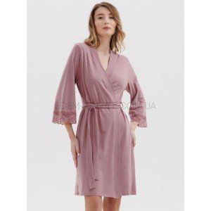 Трикотажный домашний Халат 1563 Roksana на запах Розовый, 2XL
