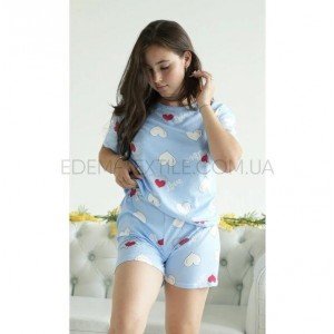 Пижама Saimeiqi для девушек в сердечках Love Голубой, XL Пижама Saimeiqi для девушек в сердечках Love Голубой, XL