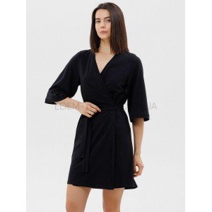 Халат домашний трикотажный на запах 1770 Черный, M