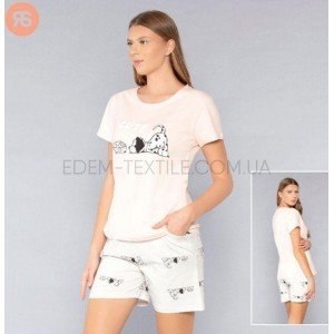 Пижама футболка и шорты Далматинец Cute 6815 Светло-персиковый, XL