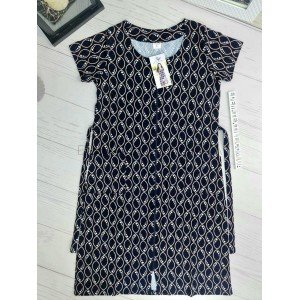 Трикотажный летний халат на молнии Овалы 026 Черный, 2XL