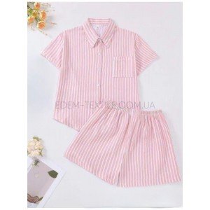 Комплект для дома рубашка и шорты муслин 2501 Пудровый, XL