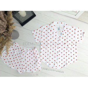Пижама с сердечками Рубашка и Шорты 2508 Белый, 2XL