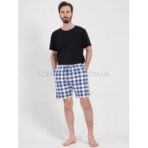 Трикотажные мужские шорты в клетку 2754 Синий, XL