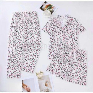 Пижама тройка Рубашка Штаны и Шорты 2301 Розовый, XL Пижама тройка Рубашка Штаны и Шорты 2301 Розовый, XL