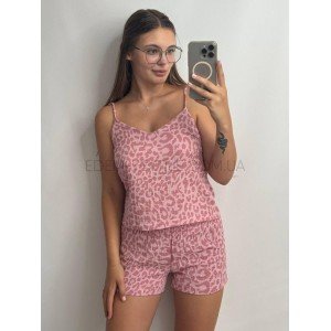 Муслиновая пижама майка и шорты принт Лео 231 Темно-розовый, XL/2XL Муслиновая пижама майка и шорты принт Лео 231 Темно-розовый, XL/2XL